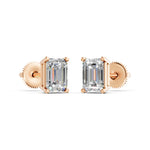 Load image into Gallery viewer, Ivana Emerald Solitaire Diamond stud Earring