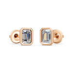 Load image into Gallery viewer, Givra Emerald Solitaire Diamond Bezal stud Earring