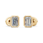 Load image into Gallery viewer, Givra Emerald Solitaire Diamond Bezal stud Earring