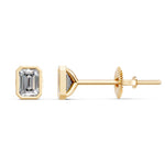 Load image into Gallery viewer, Givra Emerald Solitaire Diamond Bezal stud Earring