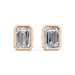 Load image into Gallery viewer, Gira Emerald Solitaire Diamond Bezal stud Earring