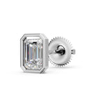 Load image into Gallery viewer, Gira Emerald Solitaire Diamond Bezal stud Earring