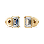 Load image into Gallery viewer, Gira Emerald Solitaire Diamond Bezal stud Earring