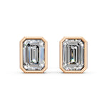 Load image into Gallery viewer, Giana Emerald Solitaire Diamond Bezal stud Earring