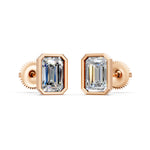 Load image into Gallery viewer, Giana Emerald Solitaire Diamond Bezal stud Earring