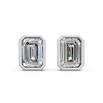 Load image into Gallery viewer, Giana Emerald Solitaire Diamond Bezal stud Earring