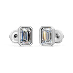 Load image into Gallery viewer, Giana Emerald Solitaire Diamond Bezal stud Earring
