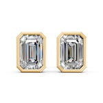 Load image into Gallery viewer, Geira Emerald Solitaire Diamond Bezal stud Earring