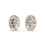 Load image into Gallery viewer, Galia Oval Solitaire Diamond Bezal stud Earring