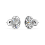 Load image into Gallery viewer, Galia Oval Solitaire Diamond Bezal stud Earring