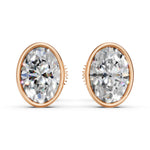 Load image into Gallery viewer, Gaira Oval Solitaire Diamond Bezal stud Earring
