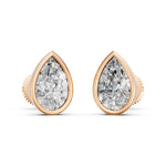 Load image into Gallery viewer, Flora Pear Solitaire Diamond Bezal stud Earring