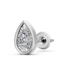 Load image into Gallery viewer, Flora Pear Solitaire Diamond Bezal stud Earring