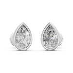 Load image into Gallery viewer, Flora Pear Solitaire Diamond Bezal stud Earring