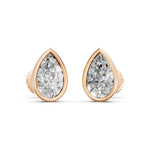 Load image into Gallery viewer, Fiyra Pear Solitaire Diamond Bezal stud Earring