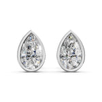 Load image into Gallery viewer, Fiyra Pear Solitaire Diamond Bezal stud Earring