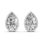 Load image into Gallery viewer, Fira Pear Solitaire Diamond Bezal stud Earring