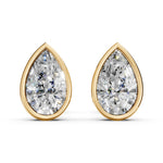 Load image into Gallery viewer, Fira Pear Solitaire Diamond Bezal stud Earring