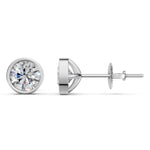 Load image into Gallery viewer, Farza Round Solitaire Diamond Bezal stud Earring
