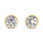 Load image into Gallery viewer, Farza Round Solitaire Diamond Bezal stud Earring