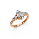 Load image into Gallery viewer, Quinn Pear Solitaire Diamond 3 stone Ladies Ring