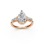 Load image into Gallery viewer, Adele Pear Solitaire Diamond 3 stone Ladies Ring