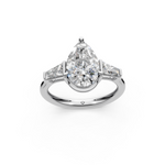 Load image into Gallery viewer, Adele Pear Solitaire Diamond 3 stone Ladies Ring