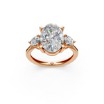 Load image into Gallery viewer, Opal Oval Solitaire Diamond 3 stone Ladies Ring