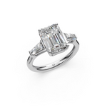 Load image into Gallery viewer, Selena Emerald Solitaire Diamond 3 stone Ladies Ring