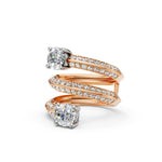 Load image into Gallery viewer, Aerna Oval Solitaire Diamond Spiral Womens Ring