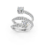 Load image into Gallery viewer, Aerna Oval Solitaire Diamond Spiral Womens Ring