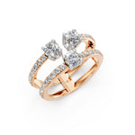 Load image into Gallery viewer, Aesha Round Solitaire Diamond Doule Womens Ring