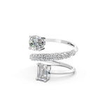Load image into Gallery viewer, Alina Emerald Solitaire Diamond spiral Womens Ring
