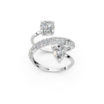 Load image into Gallery viewer, Amaya Pear Solitaire Diamond spiral Womens Ring