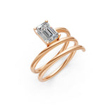 Load image into Gallery viewer, Asira Emerald Solitaire Diamond spiral Womens Ring