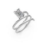 Load image into Gallery viewer, Asira Emerald Solitaire Diamond spiral Womens Ring