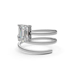 Load image into Gallery viewer, Asira Emerald Solitaire Diamond spiral Womens Ring