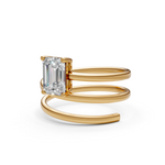 Load image into Gallery viewer, Asira Emerald Solitaire Diamond spiral Womens Ring