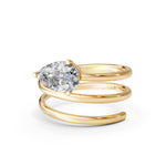 Load image into Gallery viewer, Astra Pear Solitaire Diamond spiral Womens Ring
