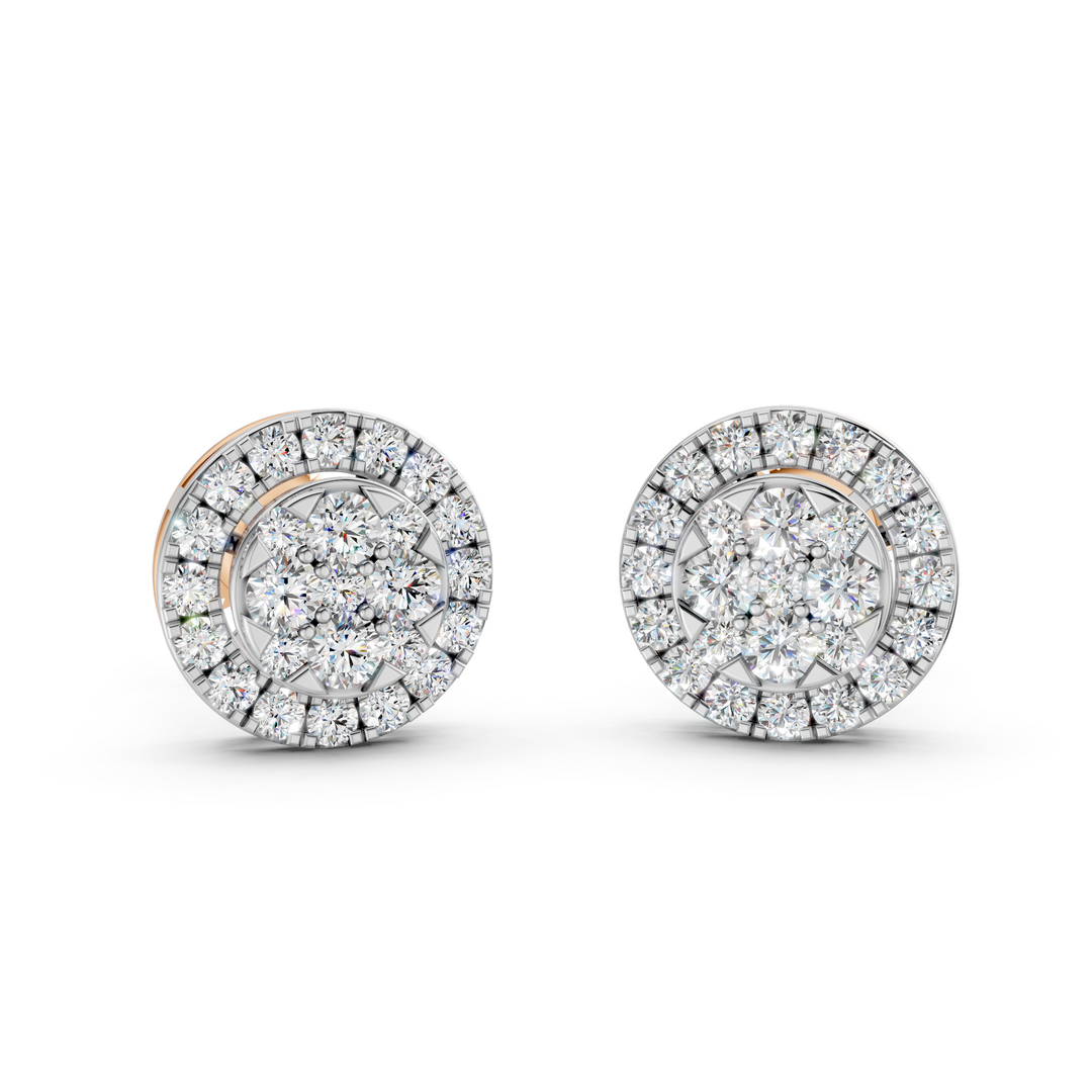Era Round Diamond Cluster Stud Ladies Earring