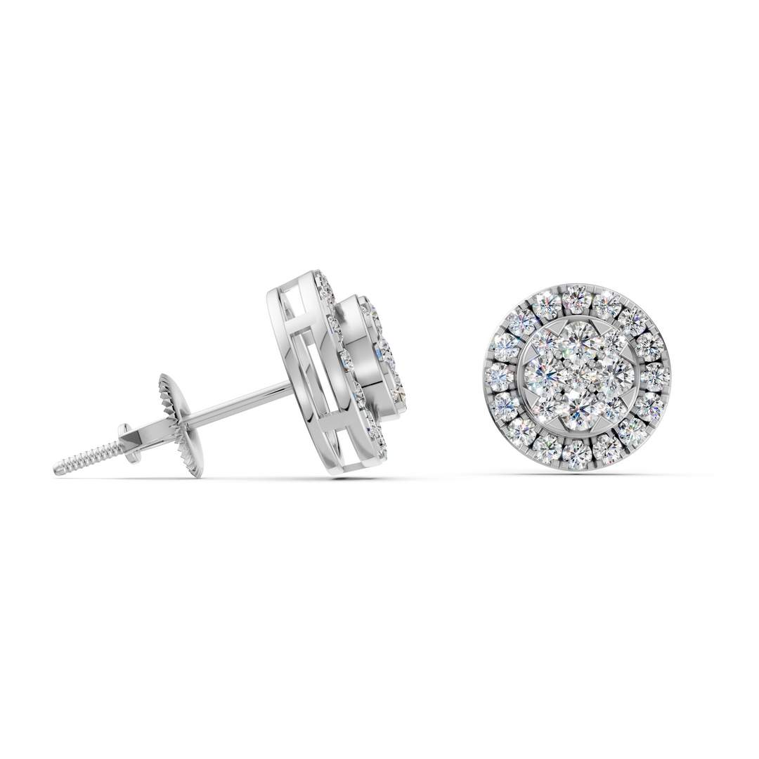 Era Round Diamond Cluster Stud Ladies Earring