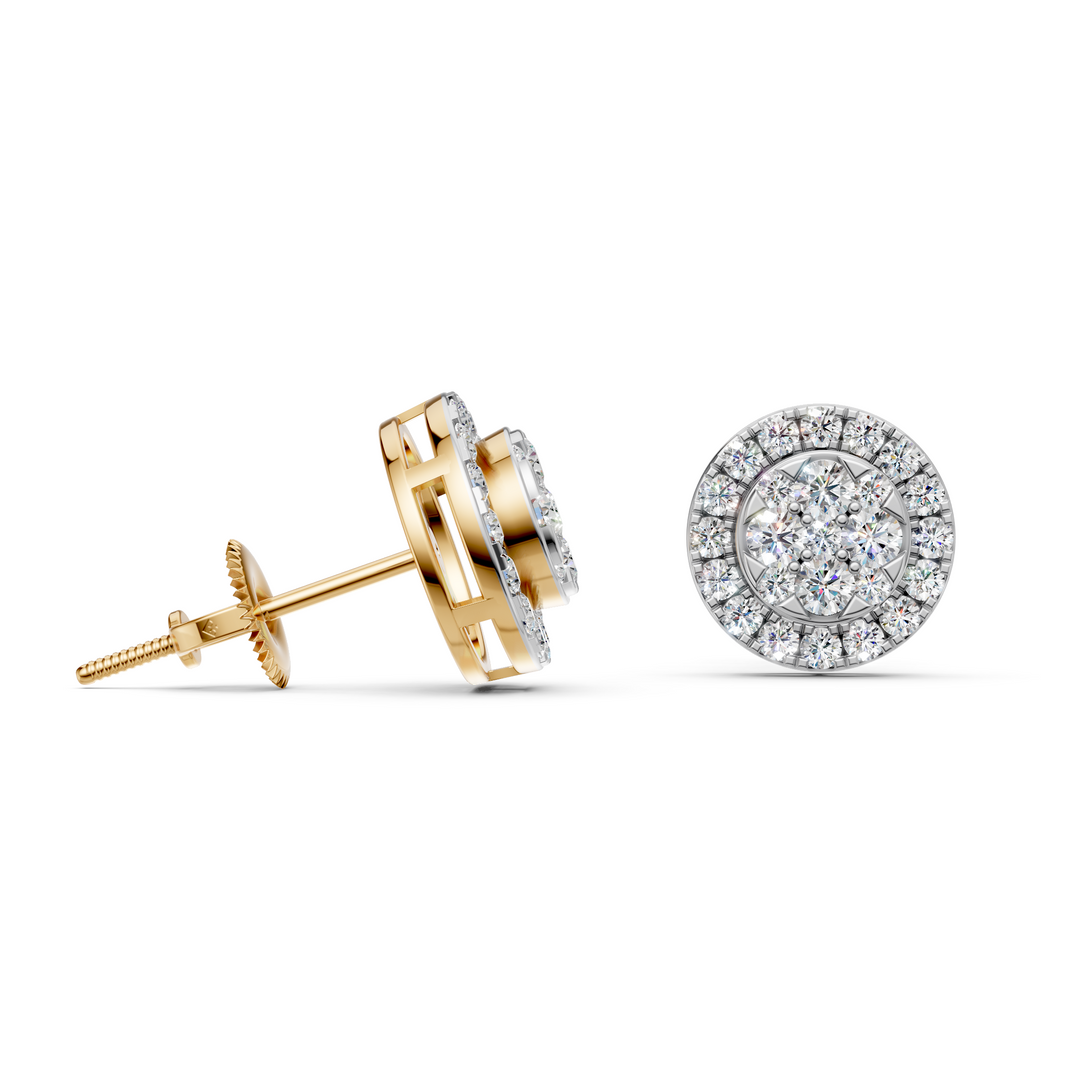 Era Round Diamond Cluster Stud Ladies Earring