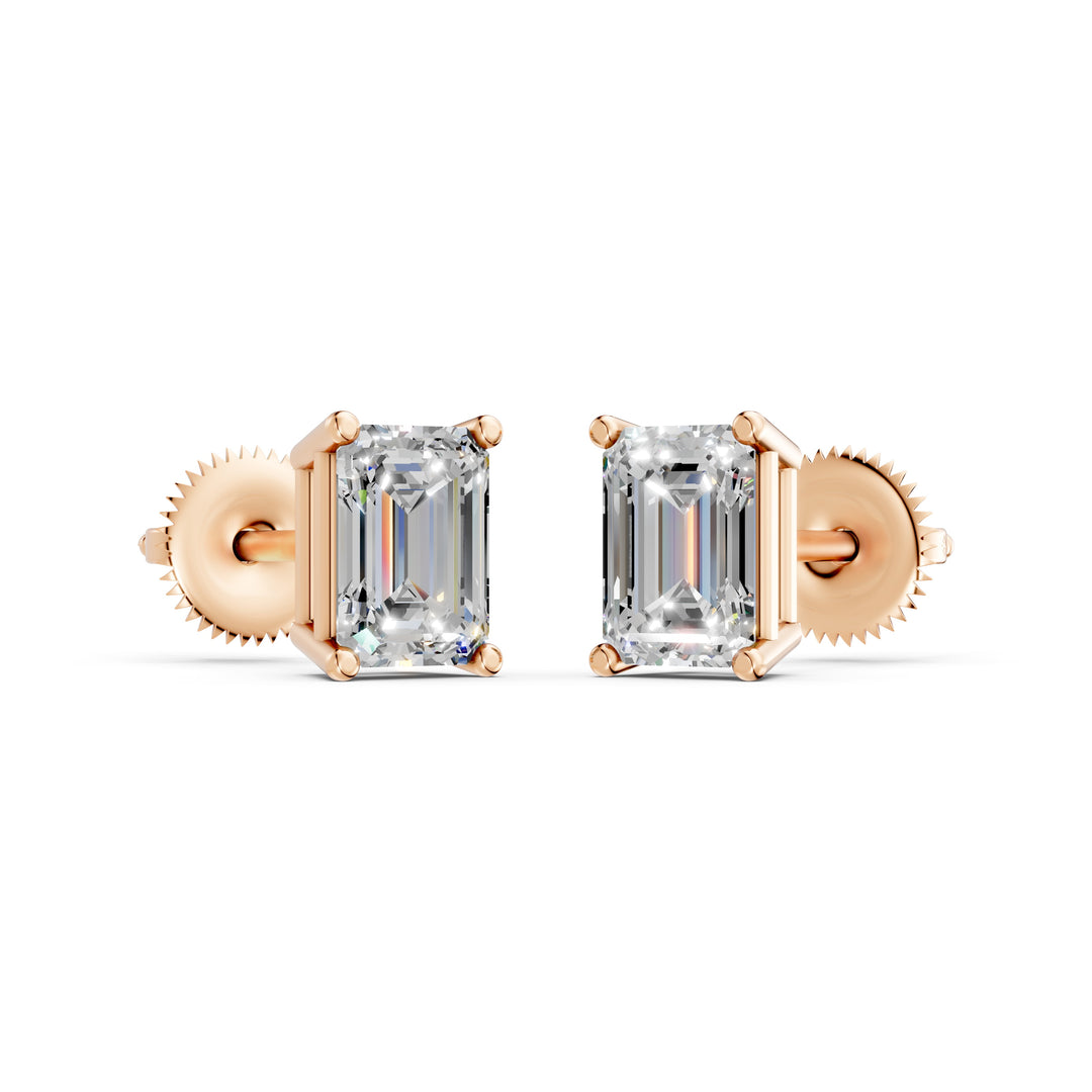 Ivana Emerald Solitaire Diamond stud Earring