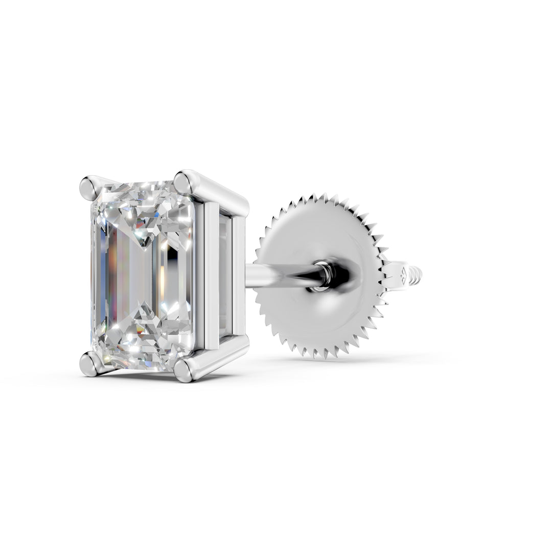 Ivana Emerald Solitaire Diamond stud Earring