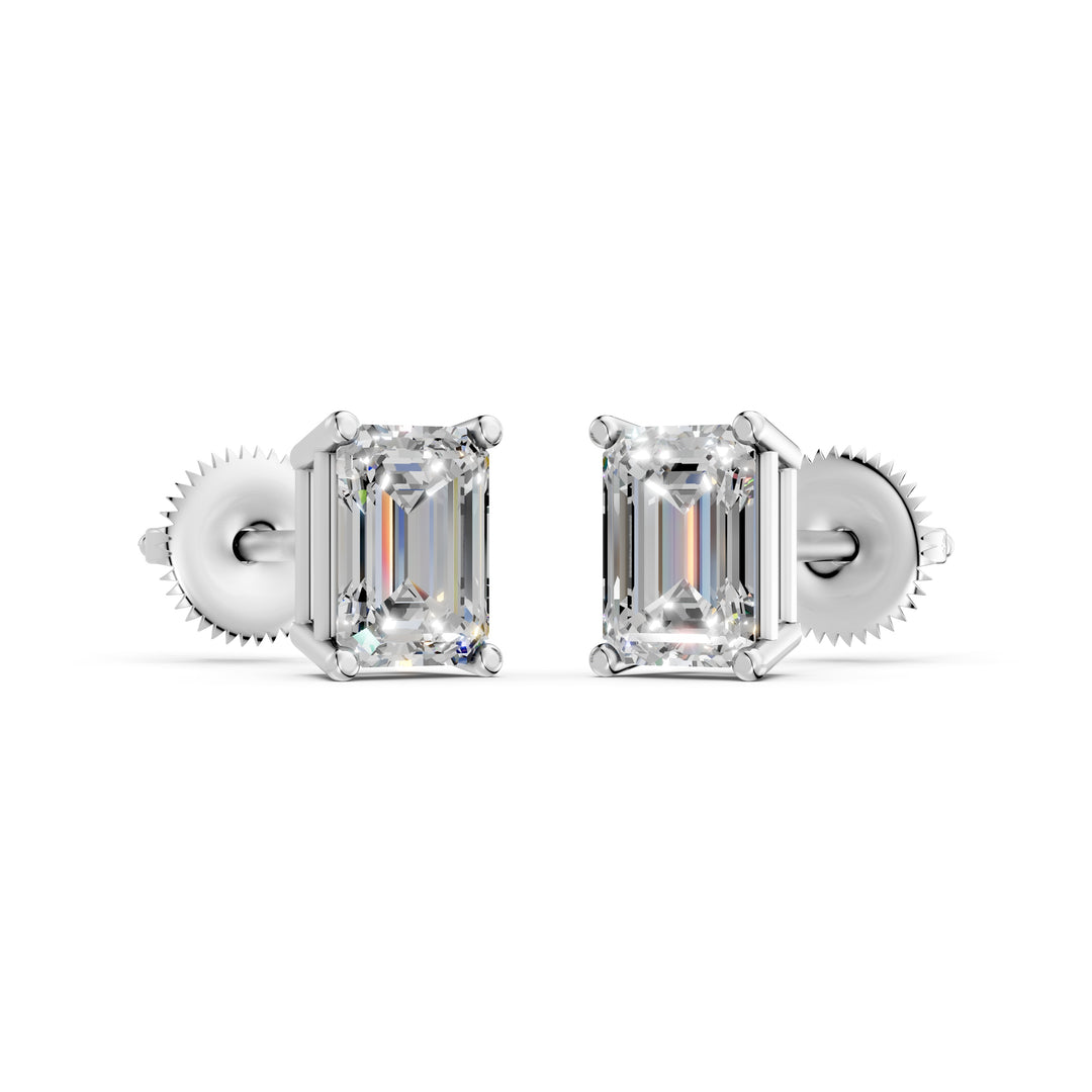 Ivana Emerald Solitaire Diamond stud Earring