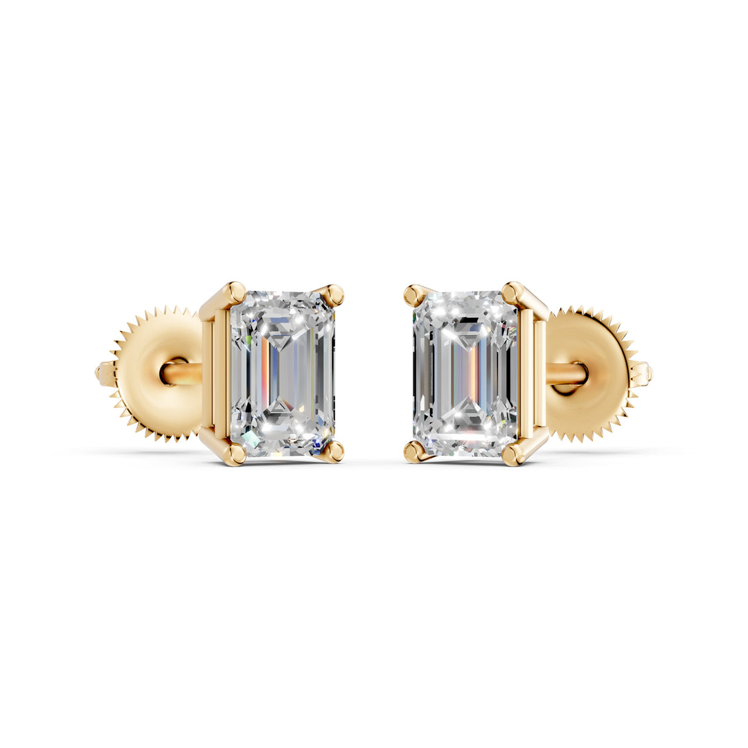 Ivana Emerald Solitaire Diamond stud Earring