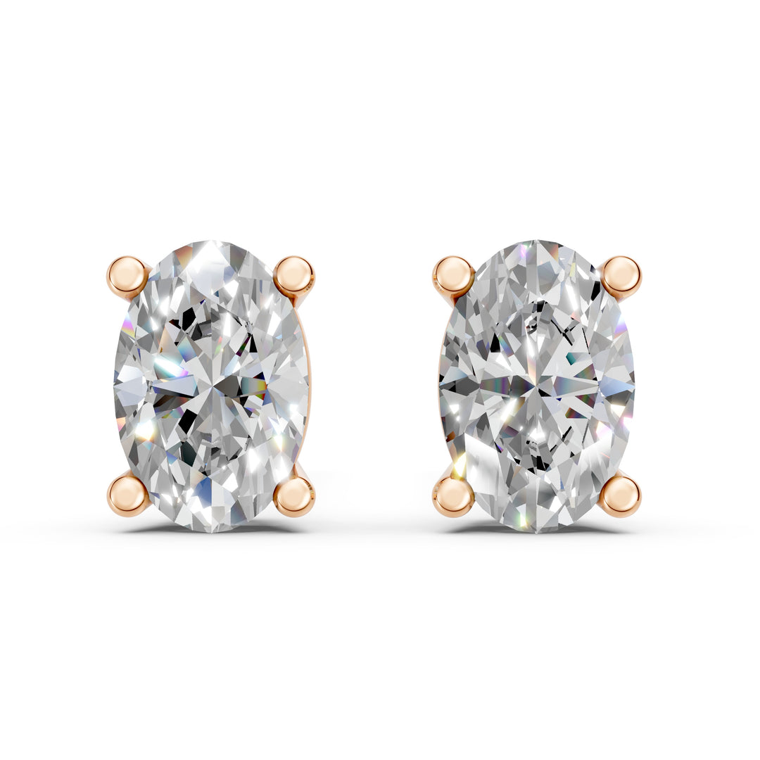 Iraza Oval Solitaire Diamond stud Earring