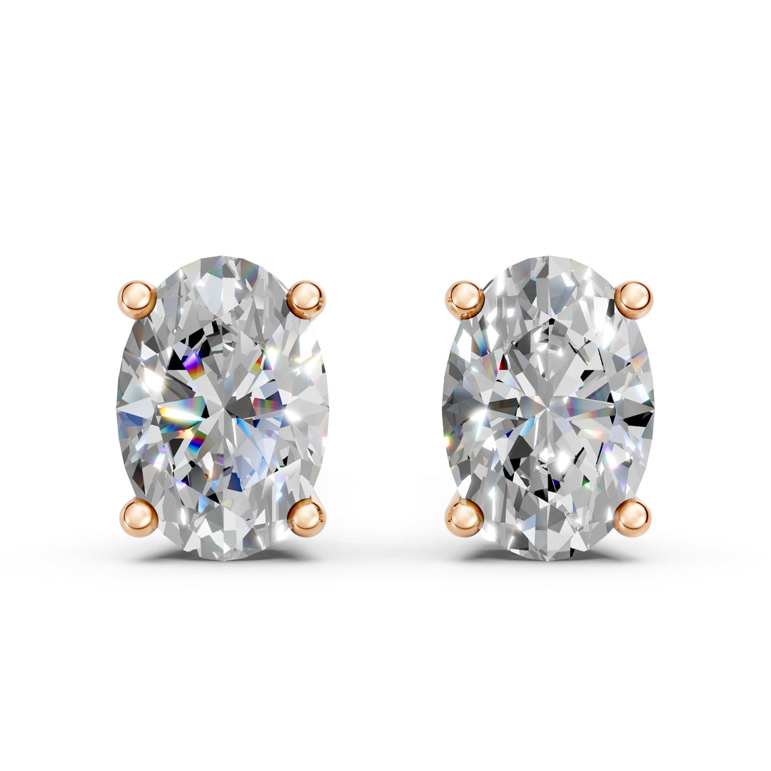 Ihina Oval Solitaire Diamond stud Earring