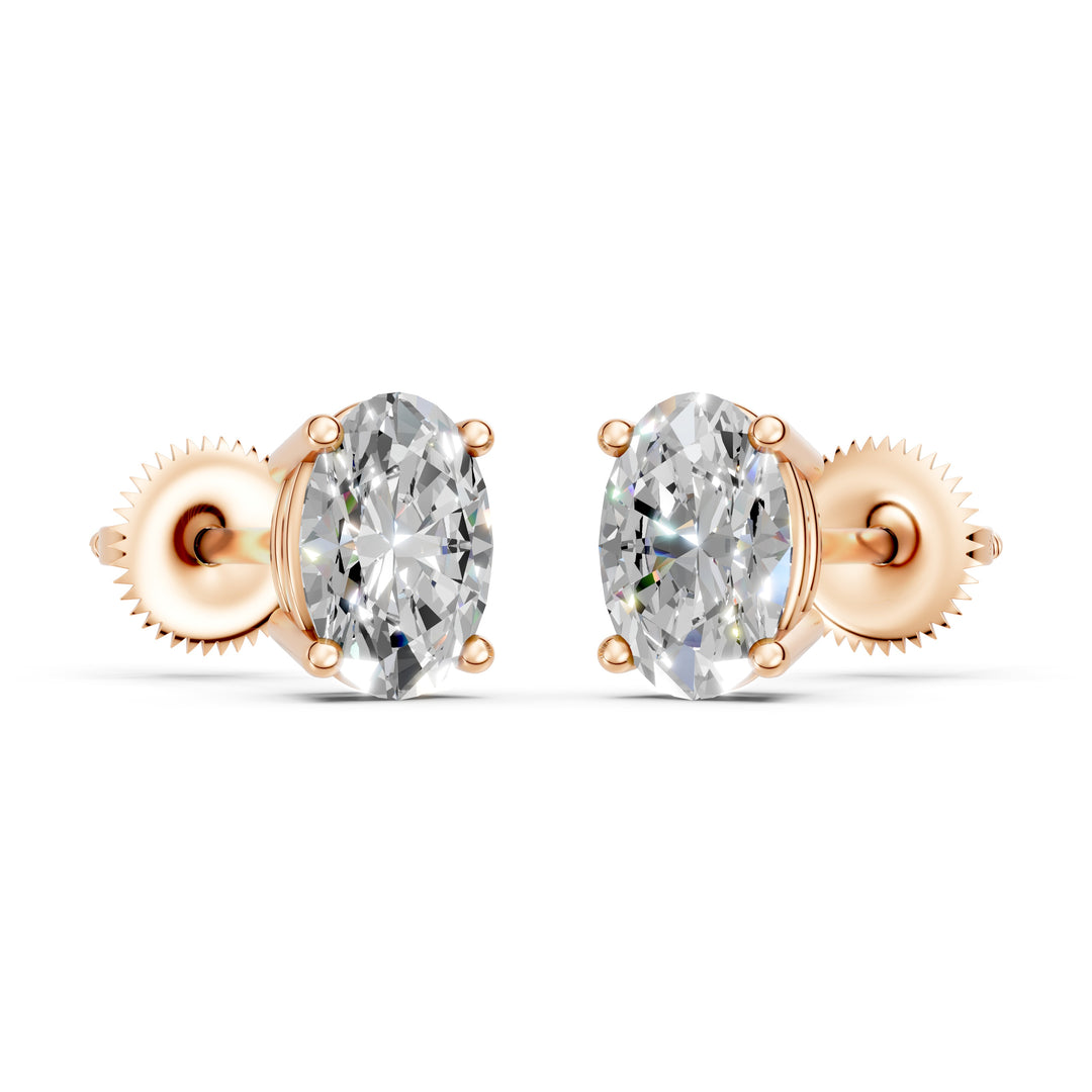Ihina Oval Solitaire Diamond stud Earring
