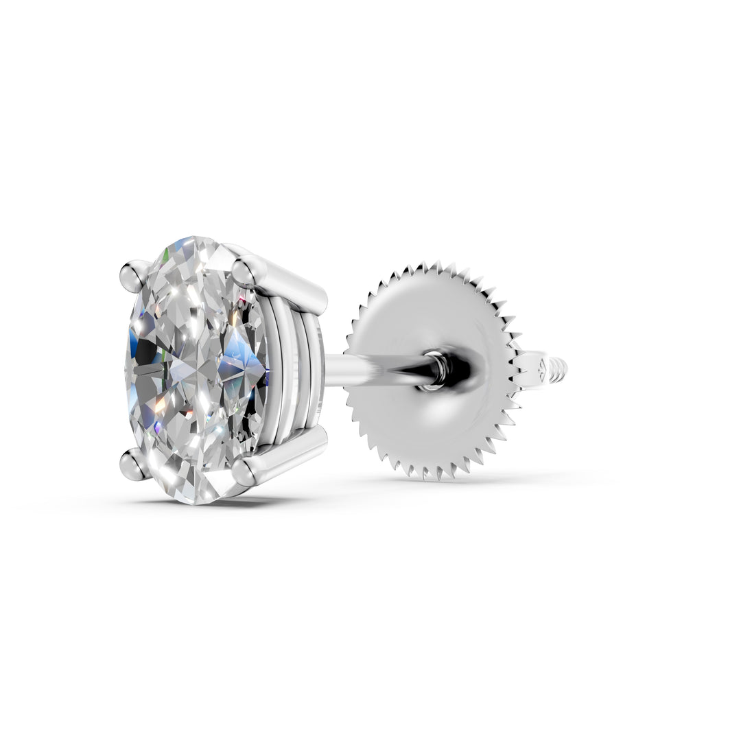 Ihina Oval Solitaire Diamond stud Earring